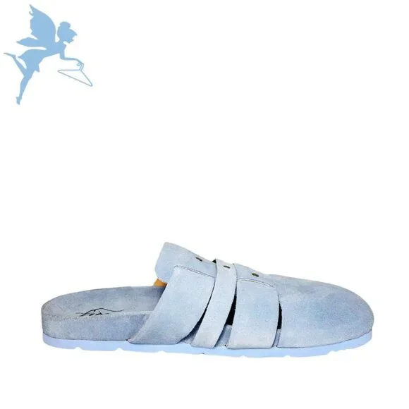 FREE PEOPLE Sunday Season Footbed Blue Suede Mule - Picture 3 of 9